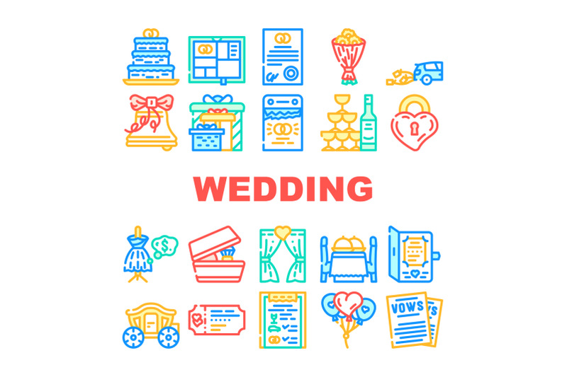 wedding-day-accessory-collection-icons-set-vector