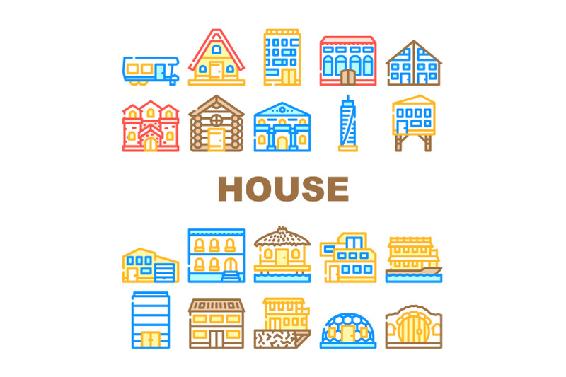 house-real-estate-collection-icons-set-vector