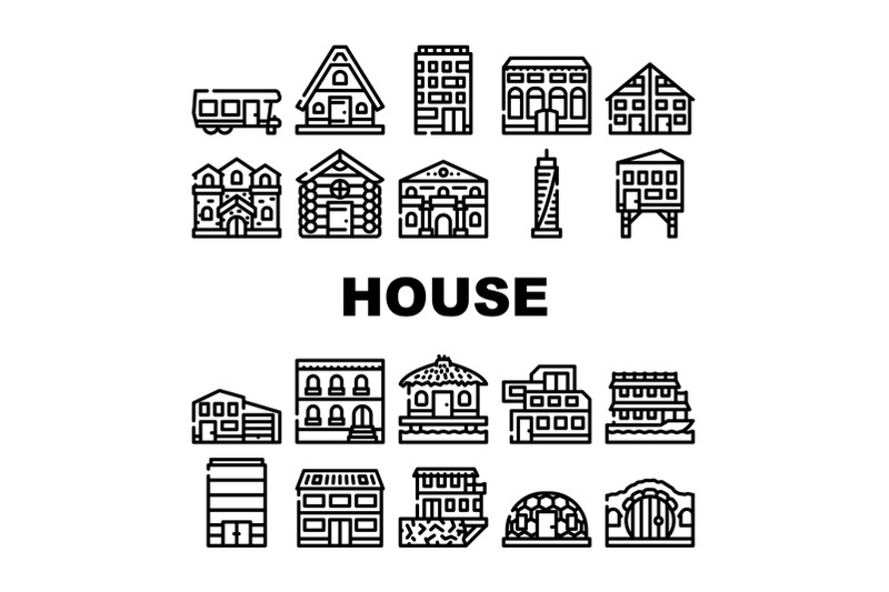 house-real-estate-collection-icons-set-vector