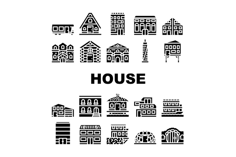 house-real-estate-collection-icons-set-vector