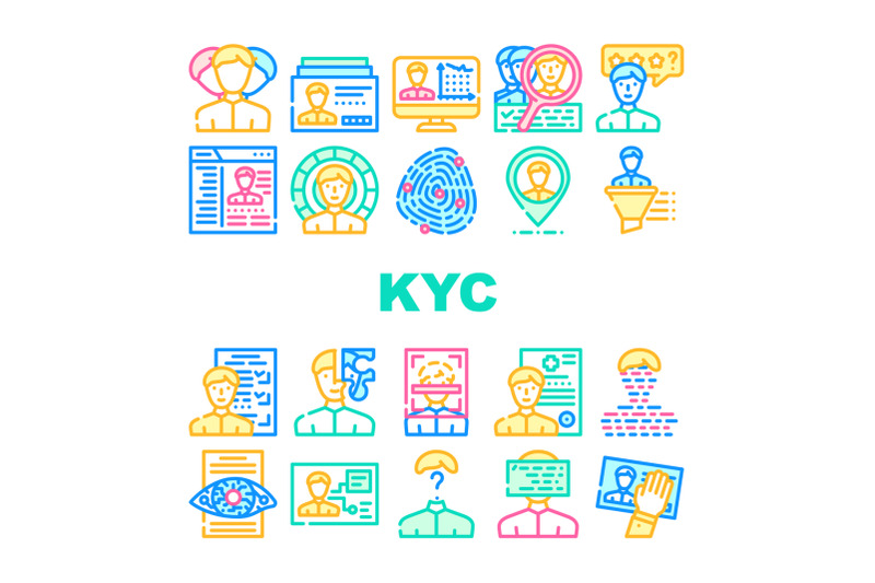 kyc-know-your-customer-collection-icons-set-vector