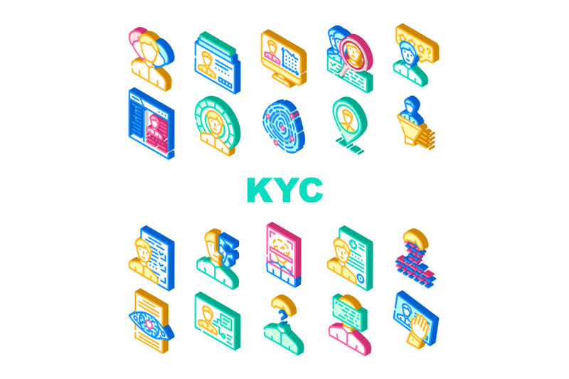 kyc-know-your-customer-collection-icons-set-vector