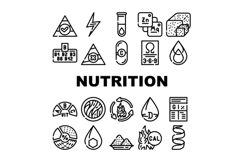 nutrition-facts-diet-collection-icons-set-vector