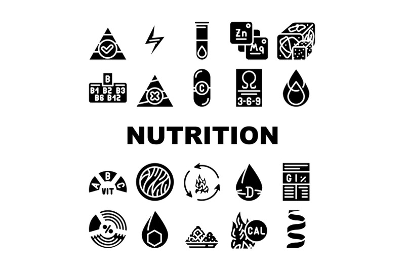 nutrition-facts-diet-collection-icons-set-vector