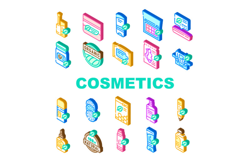 organic-cosmetics-collection-icons-set-vector