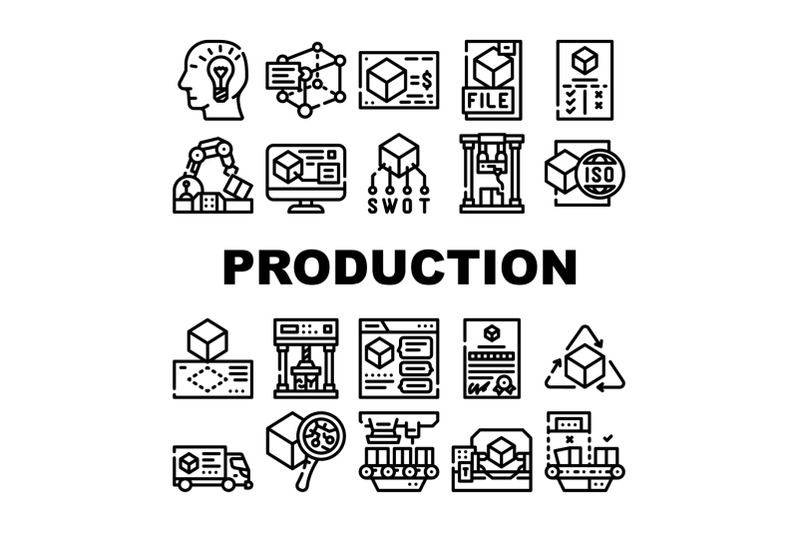 production-business-collection-icons-set-vector