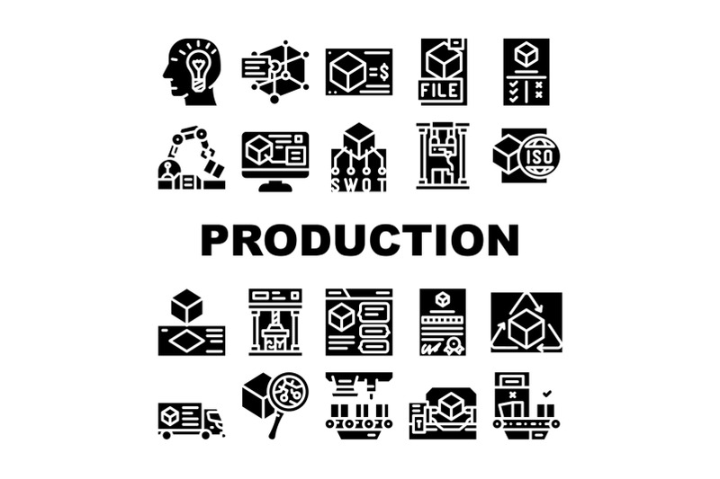 production-business-collection-icons-set-vector