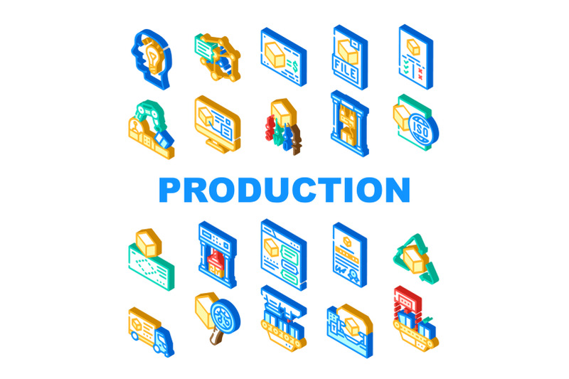 production-business-collection-icons-set-vector