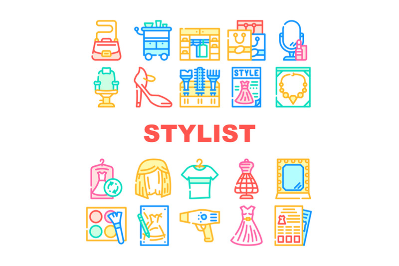 stylist-accessory-collection-icons-set-vector