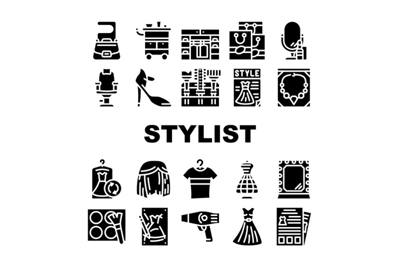 stylist-accessory-collection-icons-set-vector