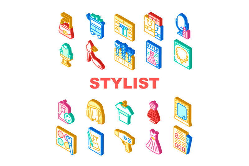 stylist-accessory-collection-icons-set-vector