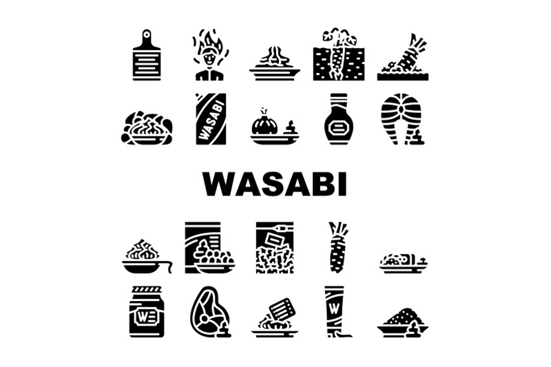 wasabi-japanese-spice-collection-icons-set-vector