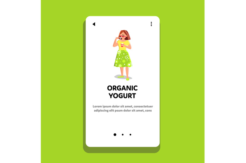 organic-yogurt-dessert-eating-young-woman-vector