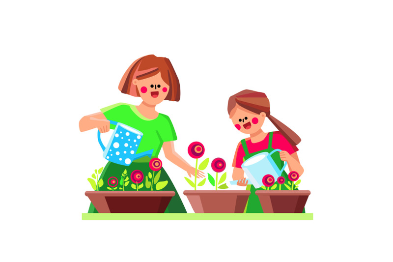 indoor-plant-care-woman-and-girl-together-vector