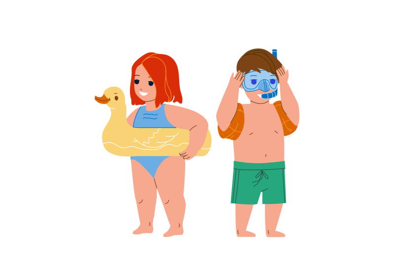 kids-in-swimming-suit-enjoying-on-beach-vector