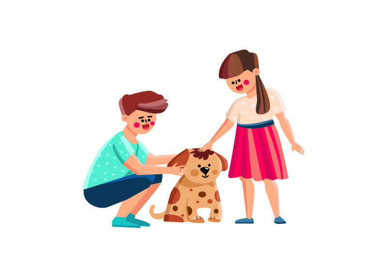boy-and-girl-kids-petting-dog-together-vector