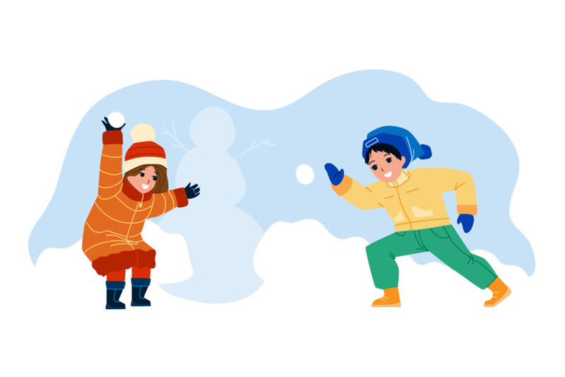 kids-play-with-winter-snow-balls-together-vector