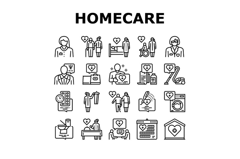 homecare-services-collection-icons-set-vector