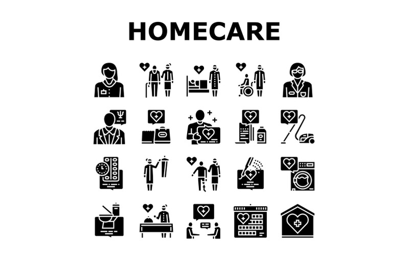 homecare-services-collection-icons-set-vector