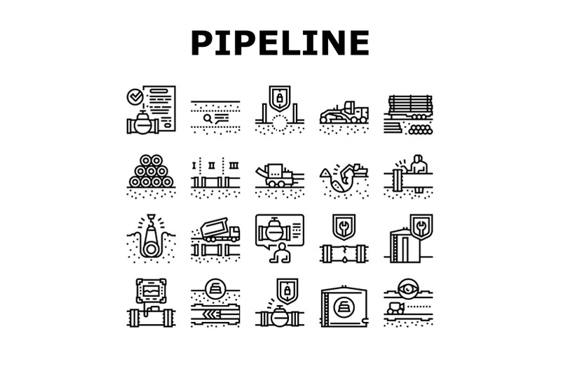 pipeline-construction-collection-icons-set-vector