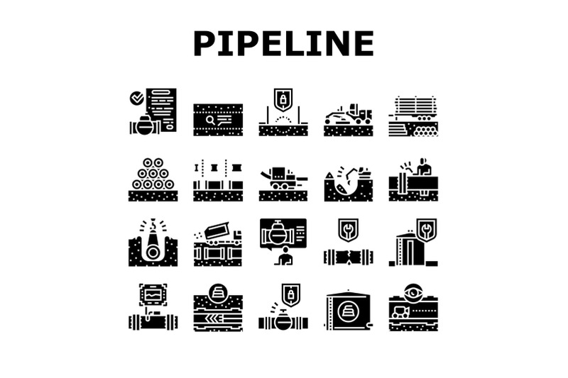 pipeline-construction-collection-icons-set-vector