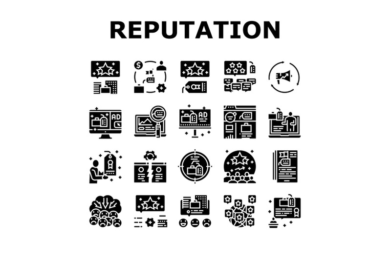 reputation-management-collection-icons-set-vector