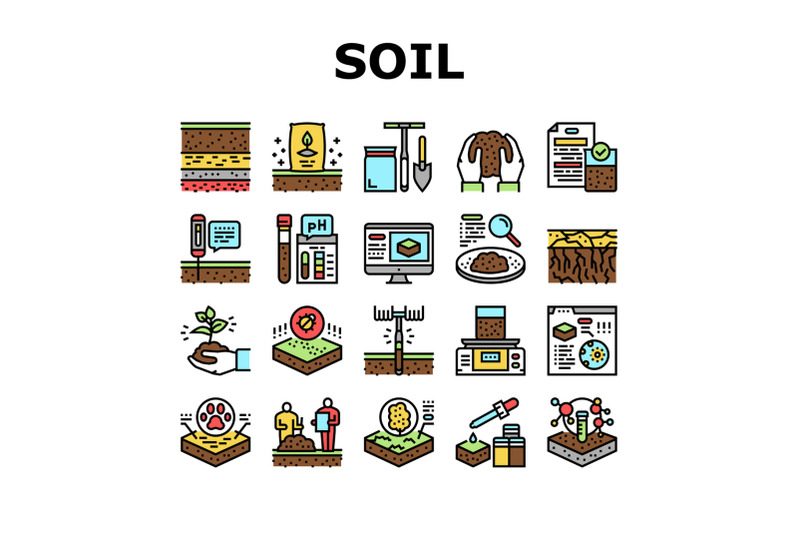 soil-testing-nature-collection-icons-set-vector