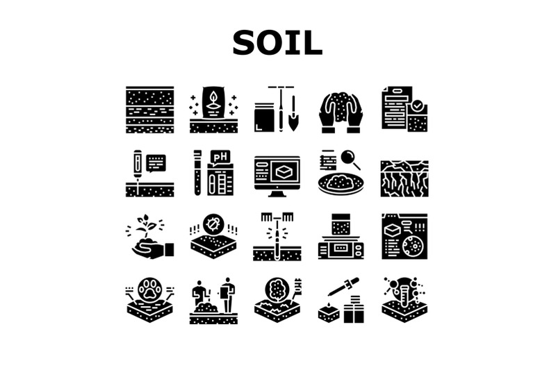 soil-testing-nature-collection-icons-set-vector