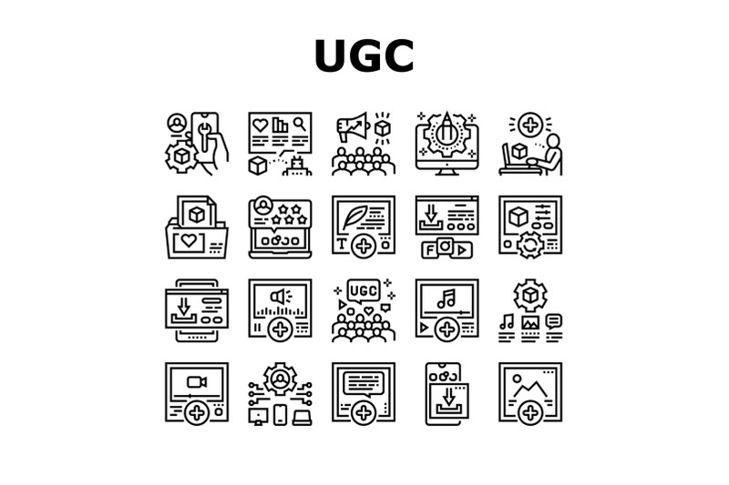 user-generated-content-collection-icons-set-vector