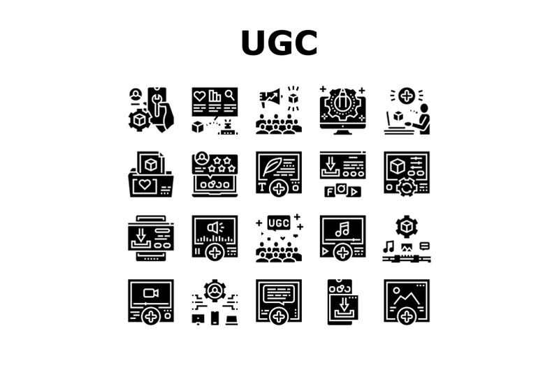 user-generated-content-collection-icons-set-vector