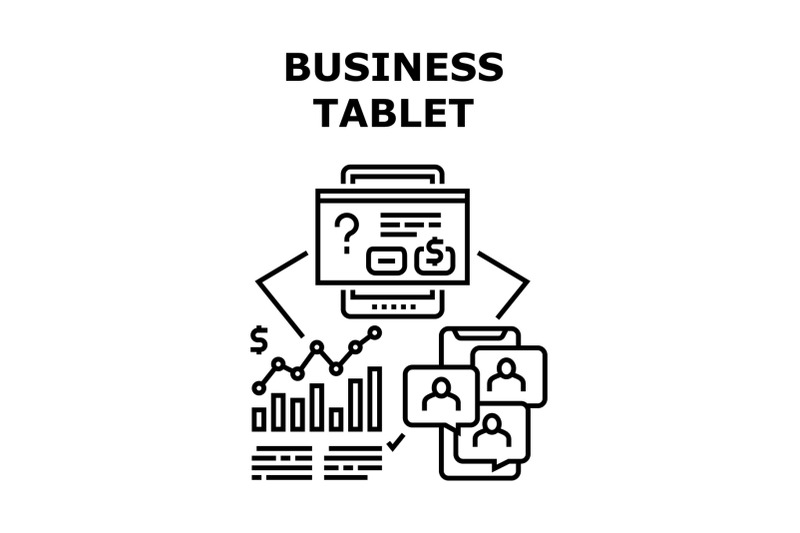 business-tablet-vector-concept-black-illustration