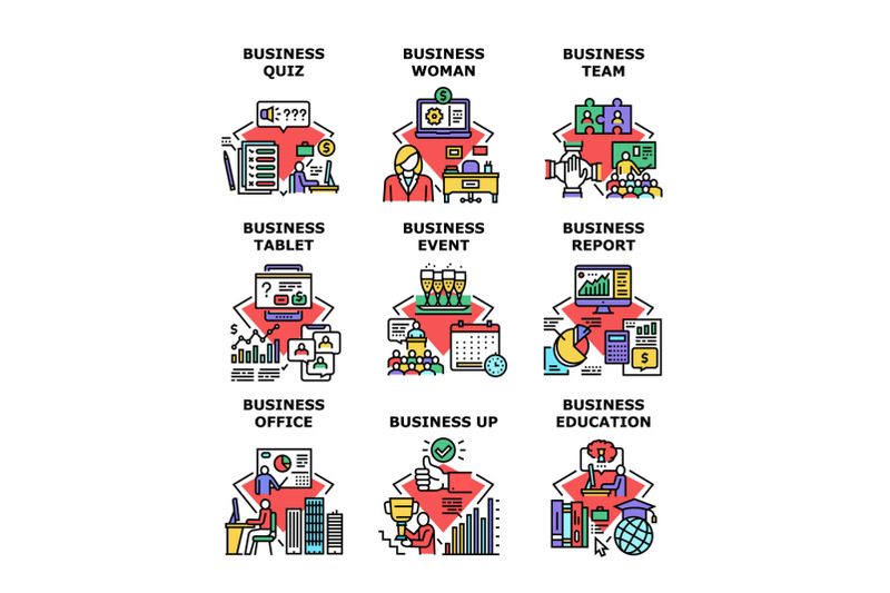 business-education-set-icons-vector-illustrations