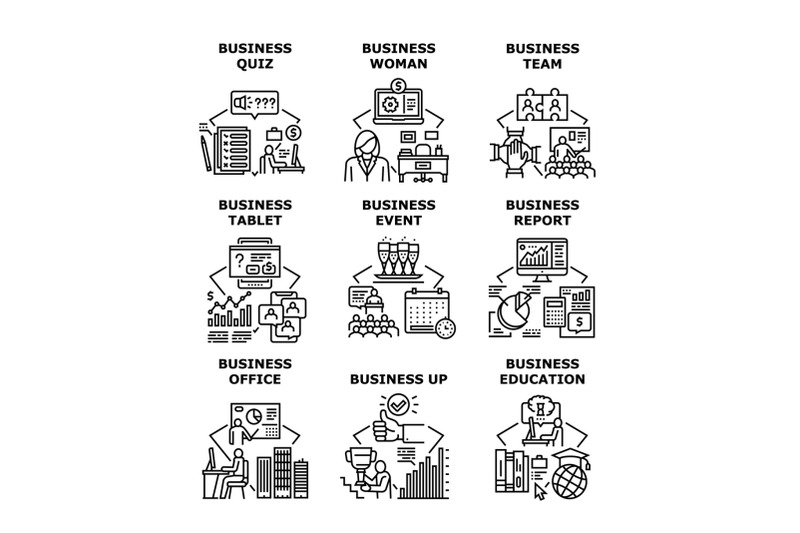 business-education-set-icons-vector-illustrations