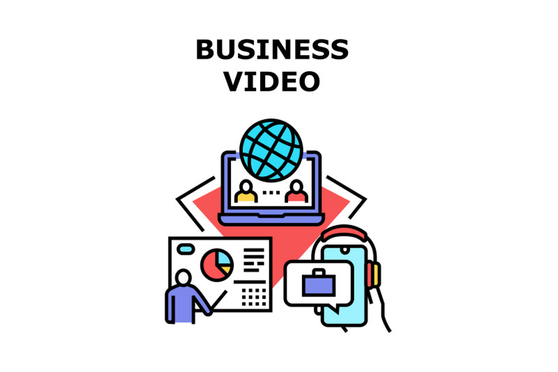 business-video-vector-concept-color-illustration