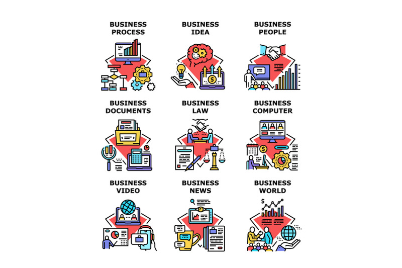 business-process-set-icons-vector-illustrations