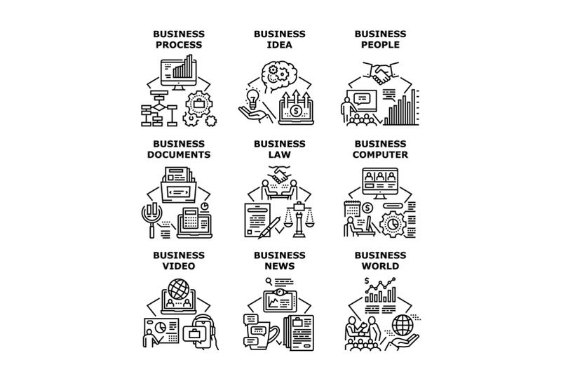 business-process-set-icons-vector-illustrations