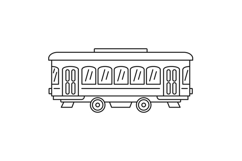 city-old-tram-icon-outline-style