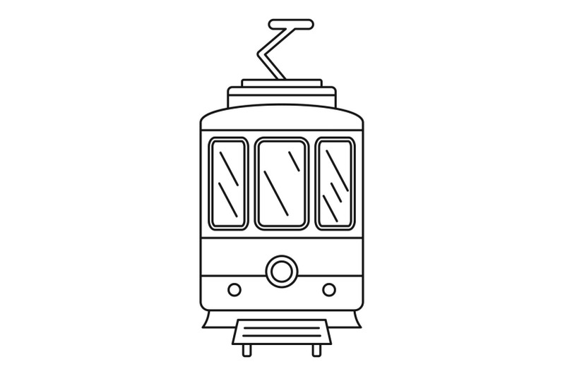 city-tramcar-icon-outline-style