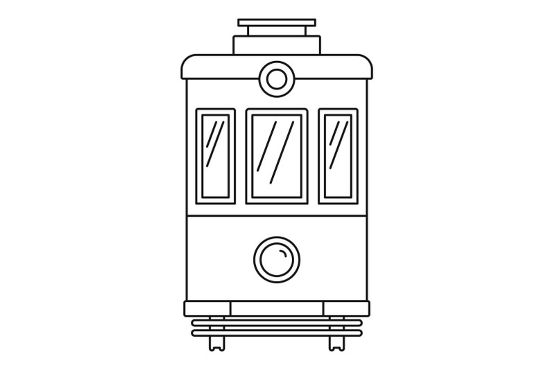 front-view-tram-icon-outline-style