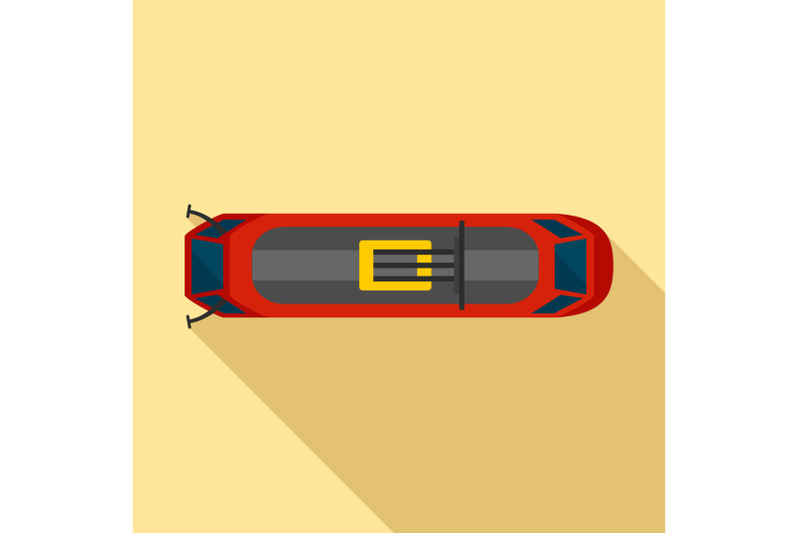 top-view-tram-icon-flat-style