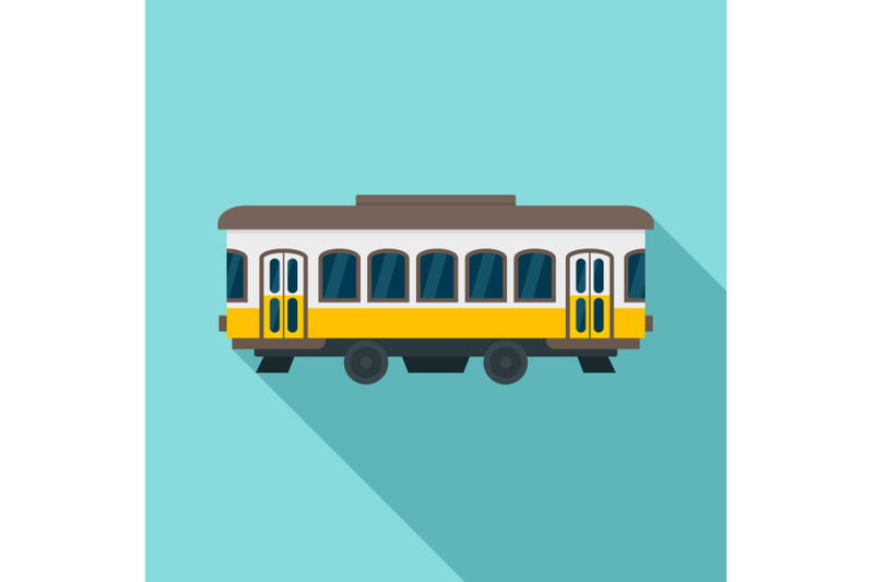 city-old-tram-icon-flat-style