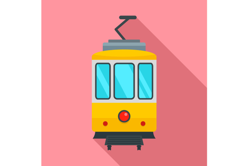 city-tramcar-icon-flat-style