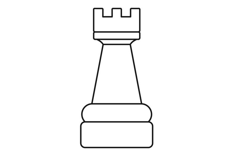 white-rook-piece-icon-outline-style