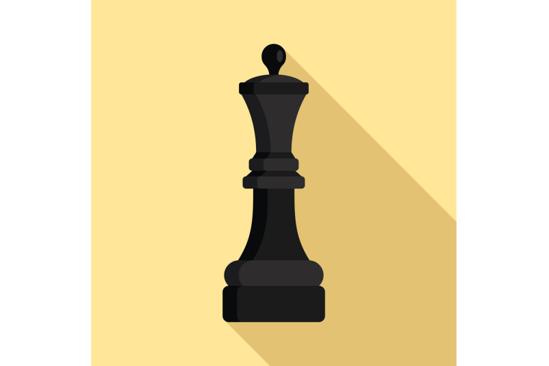 black-chess-queen-icon-flat-style