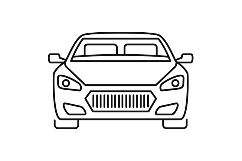 front-modern-car-icon-outline-style