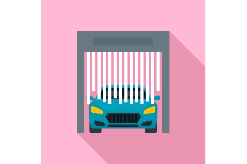 car-exit-from-wash-garage-icon-flat-style