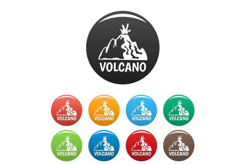 active-volcano-icons-set-color