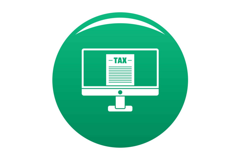 tax-by-computer-icon-vector-green