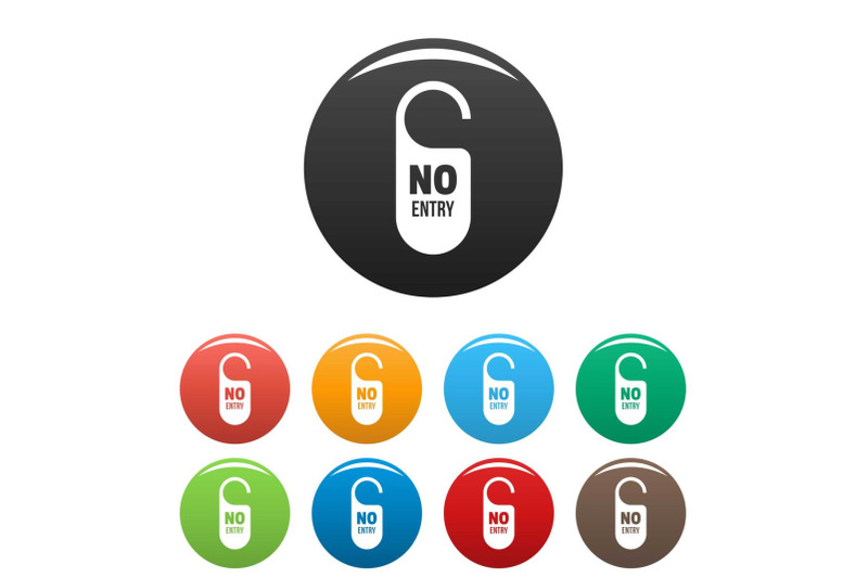 no-entry-paper-door-hanger-icons-set-color