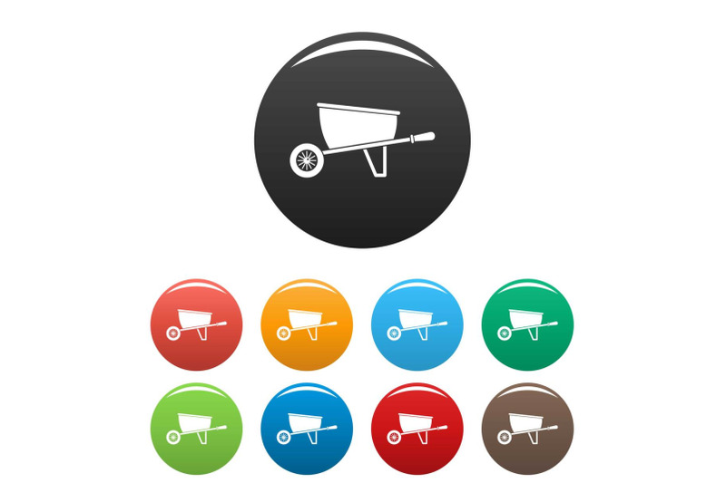 one-wheel-barrow-icons-set-color